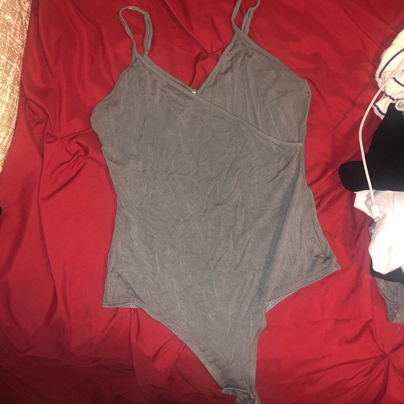 Garage Tops - Garage Gray Surplice Bodysuit